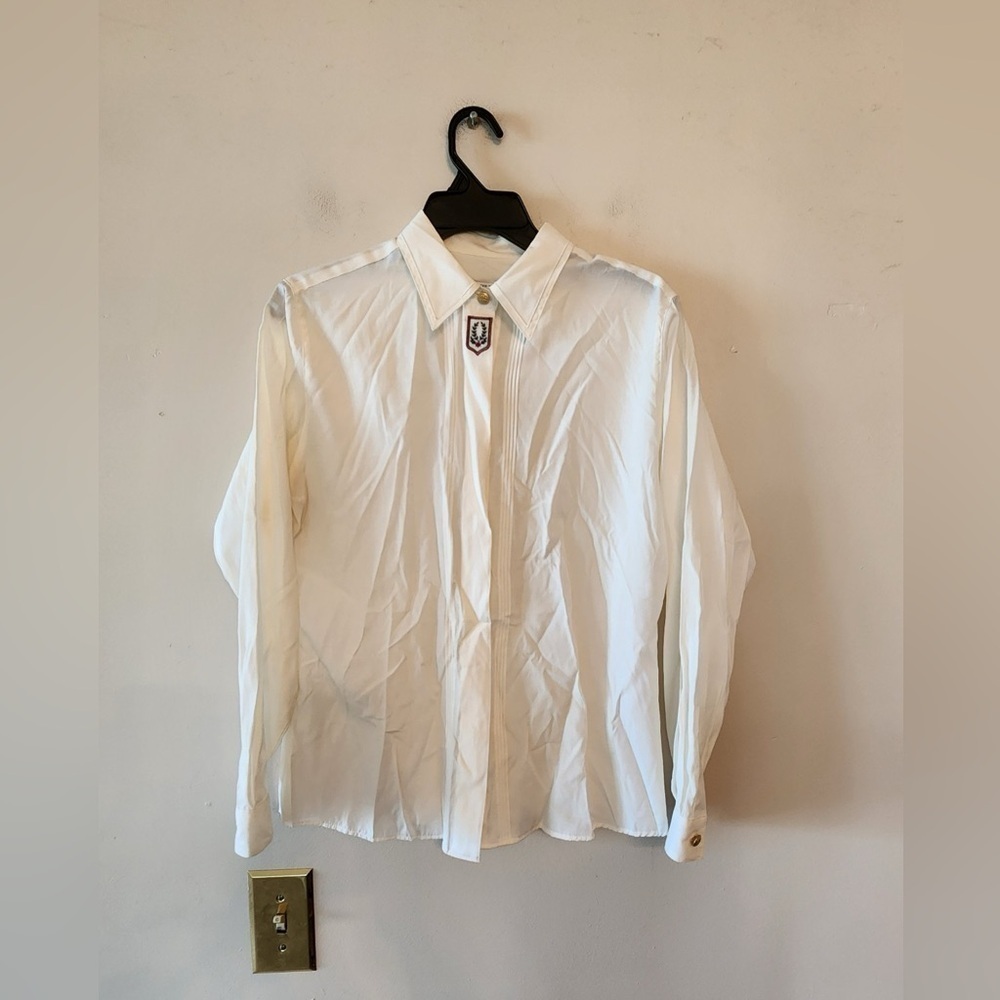 Pendleton Button Down Collard Dress Shirt Blouse Womens SZ 10 p Off White